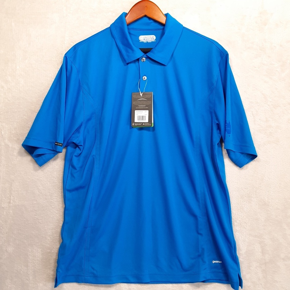 Ontour Mens WEBtech Banhine Golf Shirt Sz.Large/300 series/Blue/Polo/NWT!!!